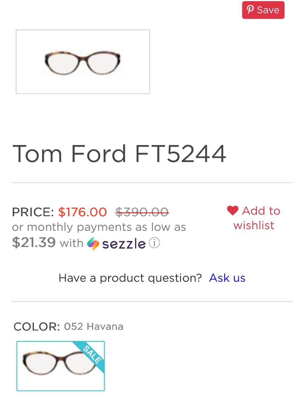 Tom Ford Havana Tortoiseshell Cat-Eye Glasses - Brown/Black